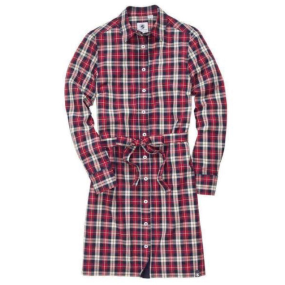 Southern Proper Red Plaid Button Front Shirt Dress